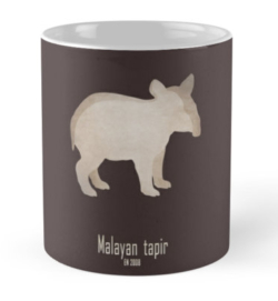 mug coffee tea cup travel-indian tapir-endangered extinct cute baby animals-pictures poster images-Asian Indian Tapirus indicus Southeast Asia tropical lowland rainforests habitat deforestation human activity agriculture damming illegal trade