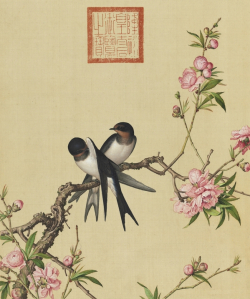 Giuseppe Castiglione Lang Shining swallows and peach blossoms traditional chinese bird and flower paintings
